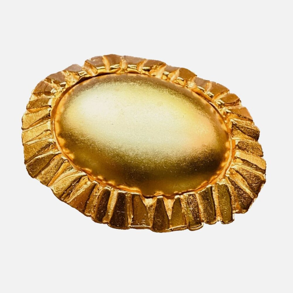 Modernist POGGI PARIS 2” Gold Dome Pin  Brooch,Vintage France Rare Gorgeous MCM